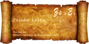 Zsinka Erika névjegykártya